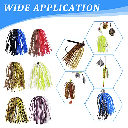Spinnerbait Skirts - 50 Strands Silicone Jig Skirts, 6 Colors