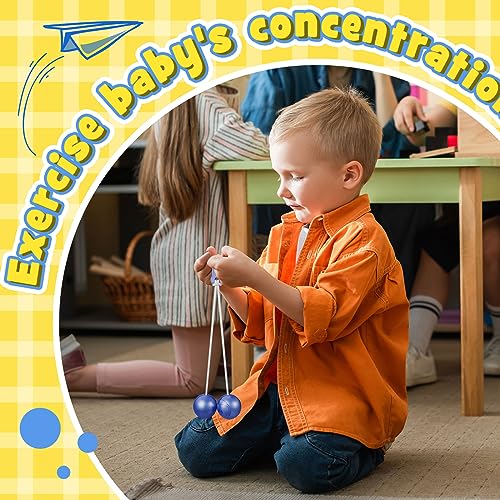 Liliful 6 pcs Colorful Clacker Balls on String - Hand-Eye Coordination Toy