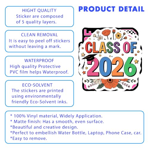 Set of 10 Graduation Stickers - Class of 2026 Vinyl Decals