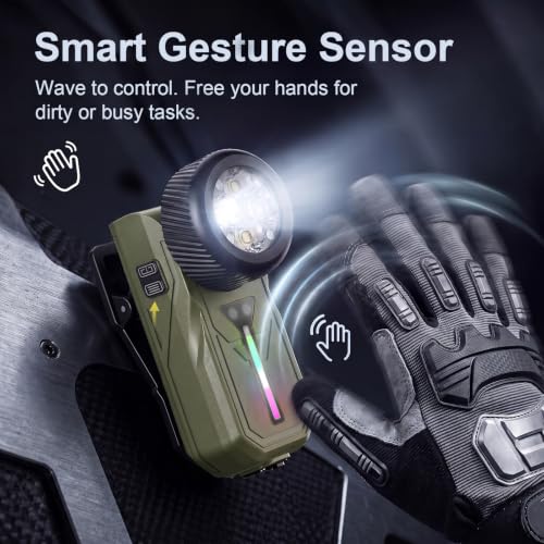 Rechargeable LED Flashlight with Gesture Control, Magnetic Clip & 90° Pivot Head