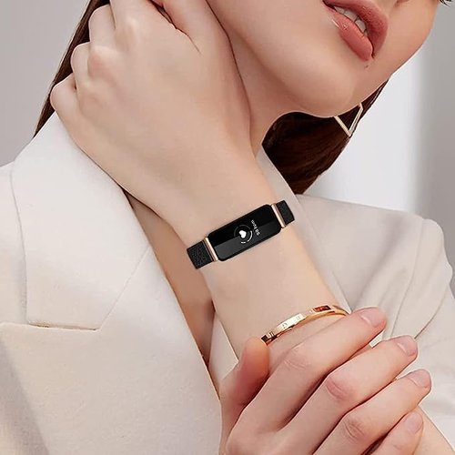 TUV PLNT Bands Compatible with Inspire 3 Women Men, Leather Accessories Strap Wrist Band Compatible with Inspire 3 (Inspire 3, Black/Rose Gold)