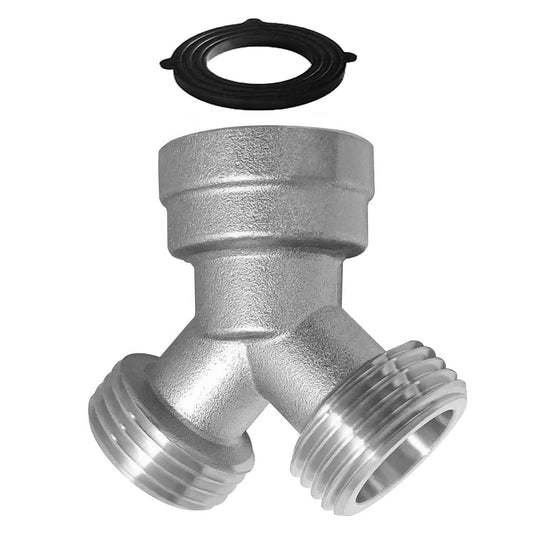 Joywayus Brass Nickel Plating 3/4" GHT Y Shaped Connector for Steam Dryer and Washing Machine Hoses