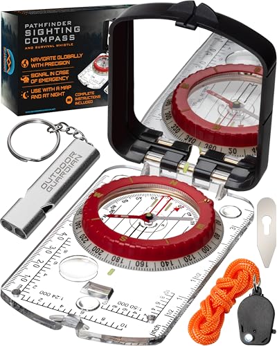 Pathfinder Sighting Compass - Accurate Navigation, Luminous Bezel, Clinometer & Survival Whistle