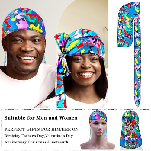 Camouflage Silky Durag for Men & Women - Aqua Camouflage