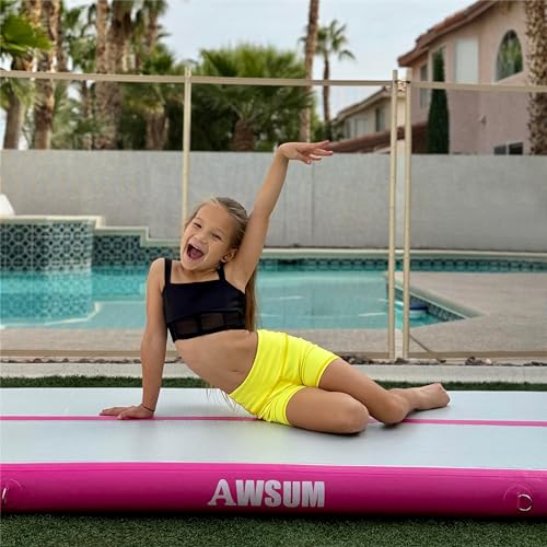 Inflatable Gymnastics Mat 10ft Tumble Track - Pink, 4in Thick