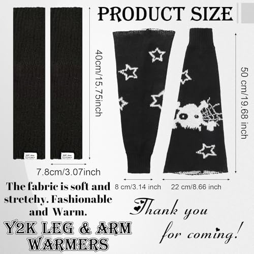 Y2K Knit Arm & Leg Warmers - Star Skull Striped Dance Accessories
