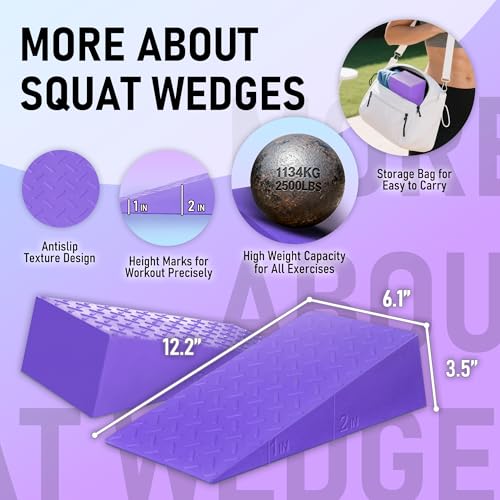 Squat Wedge Block with Guide - Heel Elevated Squat Board - Purple