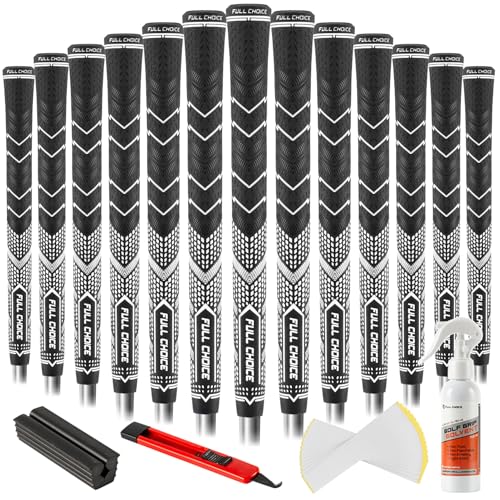 Golf Grips - 13-Pack High-Traction Rubber Midsize Complete Regrip Kit - Pure White