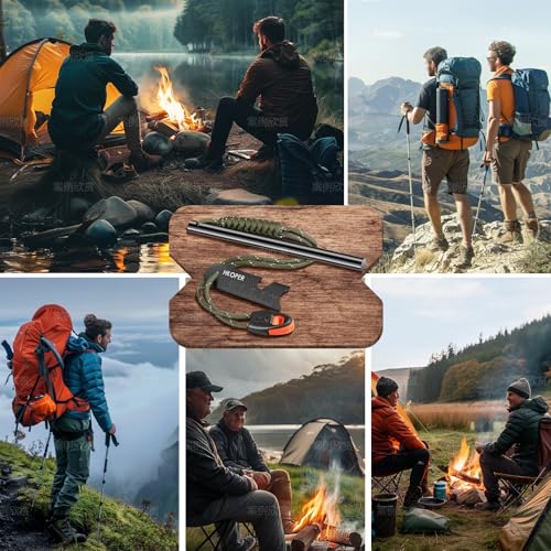 Ferro Rod Fire Starter Kit with 6-in-1 Scraper & Paracord