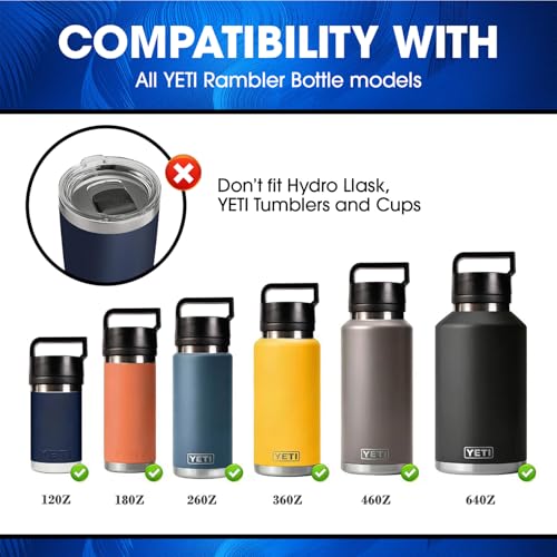 AMIVIE Chug Cap Replacement for YETI Rambler 18oz/26oz/36oz/64oz Black