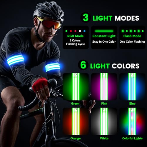 LED Reflective Armband for Running & Walking - Rechargeable Safety Light
