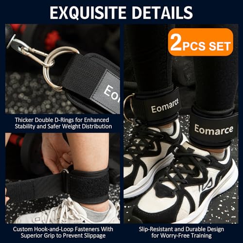 2PCS Ankle Straps for Cable Machines - Adjustable Padded Cuffs