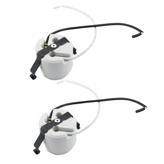 YHXiXi 2pcs U-Clip Snap-in Medium Base Keyless Socket Porcelain Snap-in Fixture Socket with 7.5inch Leads 660W 600V Ceramic Lampholder High Temperature Resistant