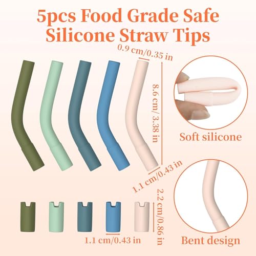 Silicone Straw Tips for 8-10mm Reusable Straws - 5 Pack