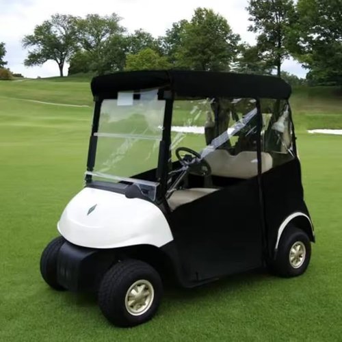 Anrgterg Golf Cart Enclosure 2 Passenger, Golf Cart Rain Cover Waterproof Dual Zipper Door Design Portable 300D Driving Enclosure Black