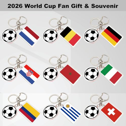 2026 World Cup Soccer Keychain - Spain Flag Souvenir - 2 Pack