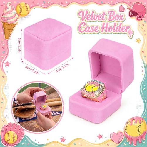 Championship Trophy Ring Set with Display Case - Colorful Softball Ice Cream Drip
