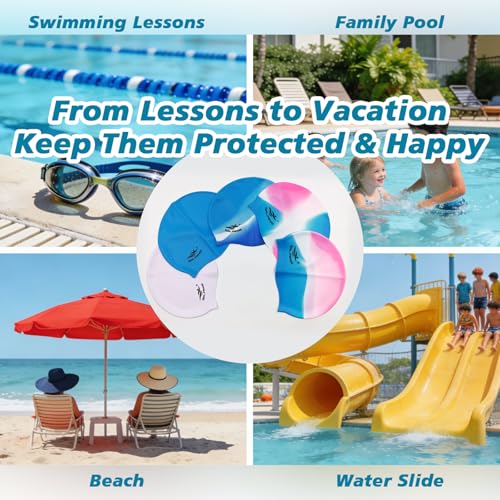 Kids Waterproof Silicone Swim Cap - Comfortable Swimming Hat - Color 02