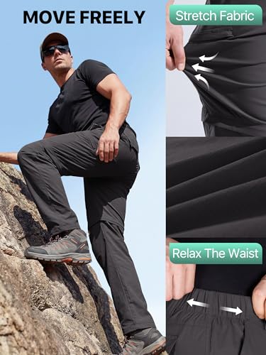 Free Soldier Men’s Convertible Hiking Pants – Lightweight, Quick-Dry, UPF 50+