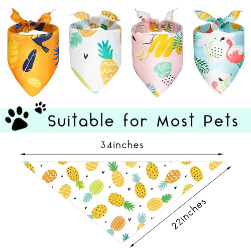 8 Pack Hawaiian Dog Bandanas - Adjustable Triangle Bibs for Summer