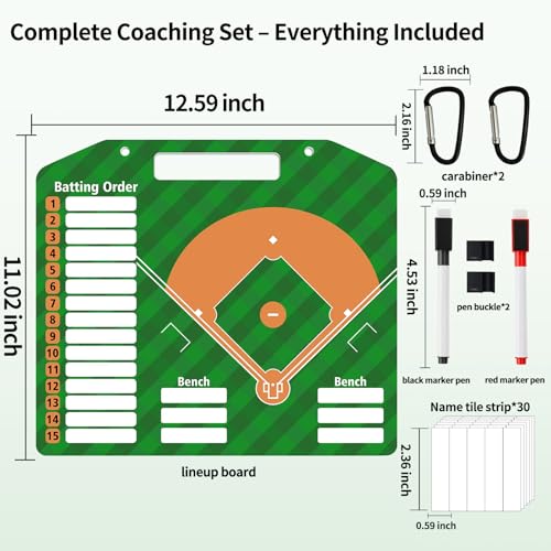 Magnetic Baseball Lineup Board with Dry Erase Surface & Markers