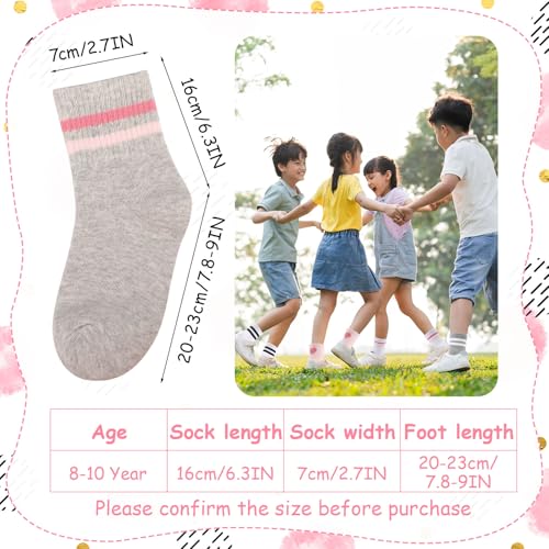 Kids Athletic Crew Socks - 6 Pairs for Girls