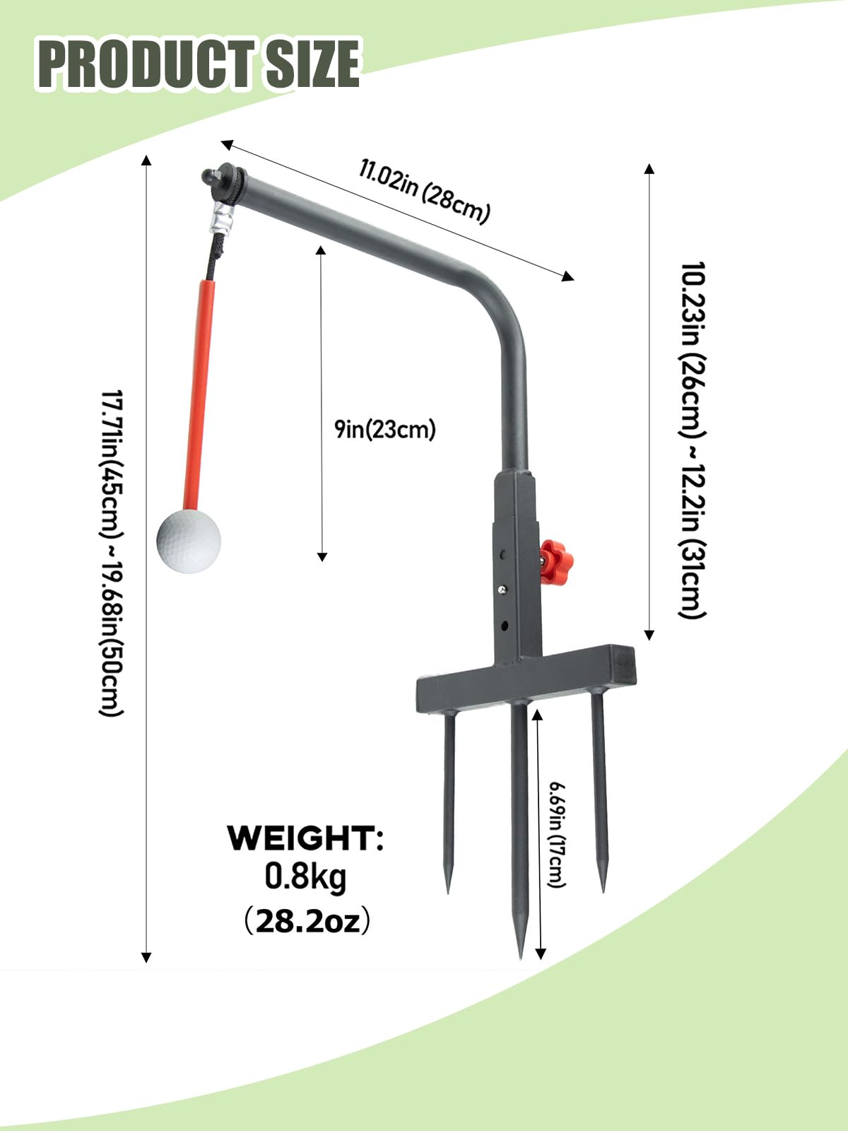 Mevfiya Golf Swing Trainer – Durable Iron Golf Trainer Swing Aid with 3-Level Height Adjustment & Resin Practice Ball | No Ball Golf Simulator & Golf Training Aid for Indoor Outdoor Golf Practice