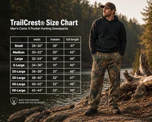 TrailCrest Men's Mossy Oak Highland Timber Camo Sweatpants - Cotton Blend Activewear
