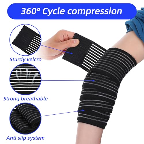 2 PCS Extra Long Knee Compression Wraps for Joint Support
