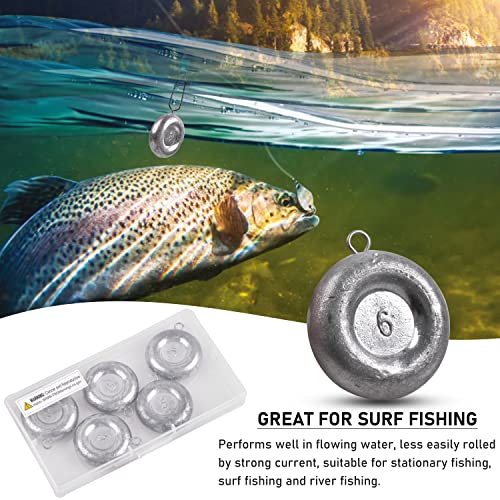 1 Ounce Disc Sinkers Fishing Weights - 5 Pack Flat Coin Sinkers