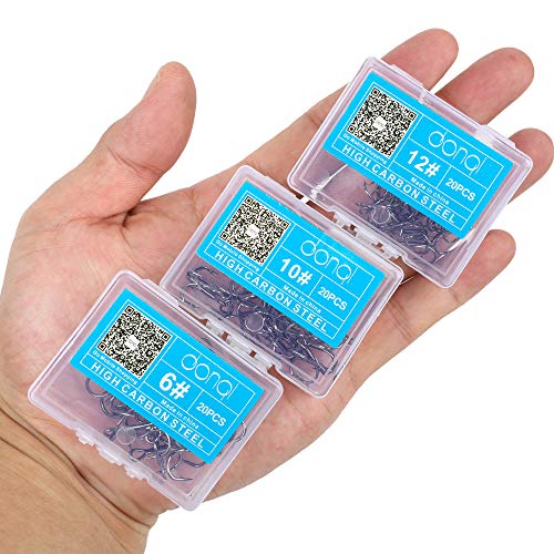 High Carbon Steel Treble Hooks - 20 Pack, Size 14, Black Chrome