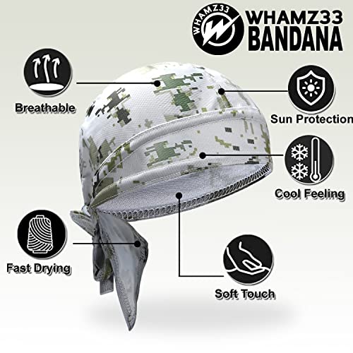 Whamz33 W Do Rags for Men 4pc Camouflage Skull Caps Durags – One Size