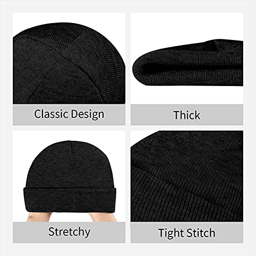 Embroidered Knit Beanie Cap - Soft Rose & Ghost Skull Design