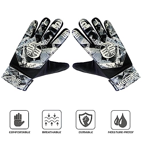 Soccer Goalie Gloves for Kids - Black, 4mm Latex Palm Protection