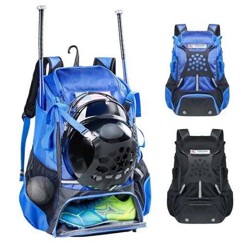 VIGEGARI Youth Baseball Backpack Blue 42L for Boys & Softball Gear
