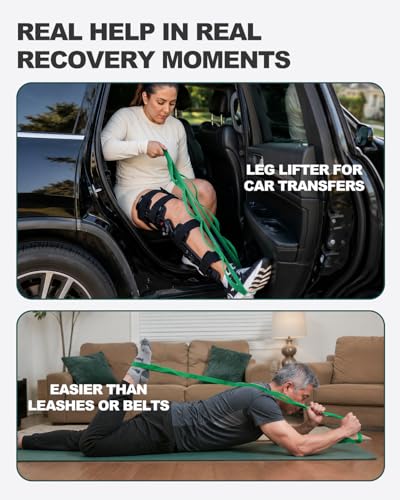Stretching Strap with Loops & Leg Lifter - Green | Non-Elastic Mobility Aid