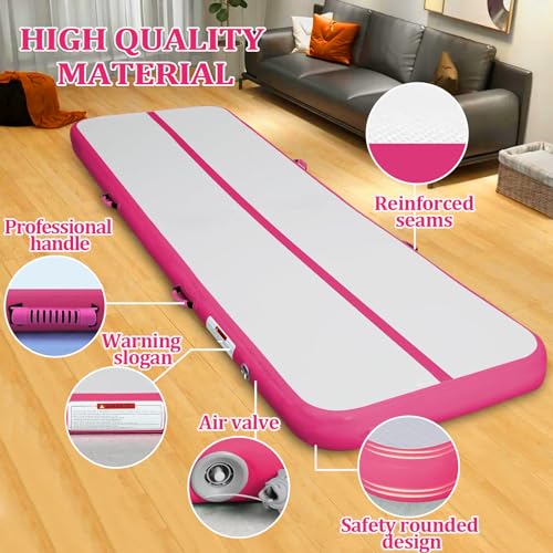 Inflatable Air Mat Tumble Track for Gymnastics - Pink 10ft x 3.3ft x 4in