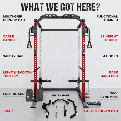 2000LBS Power Cage with Cable Crossover - Red DP01