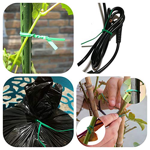 POYEE 6" 15cm Garden Twist Ties Plastic Garden Plant Support Cable Cord Ties (100, Green)