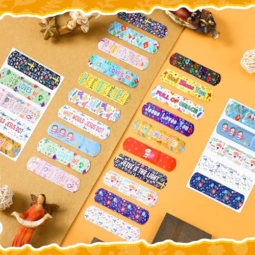 Geiserailie 200 Jesus Christian Bible Verse Kids Bandages Bulk - Child-Friendly Wound Care