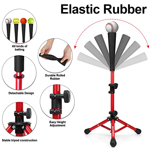 Portable Baseball Tee with Sandbag - Adjustable Height Red Kids Tee