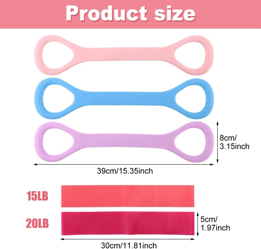Skiennix Figure 8 Resistance Bands - 3 Pack Elastic Workout Bands for Women | Stretch & Tone Yoga