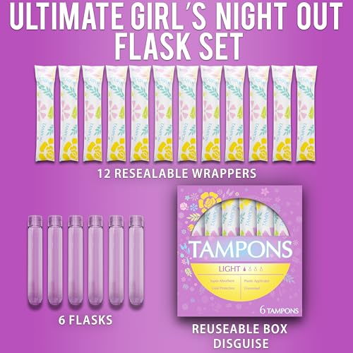 Hidden Alcohol Flasks - 6 Pack Tampon Style Travel Containers