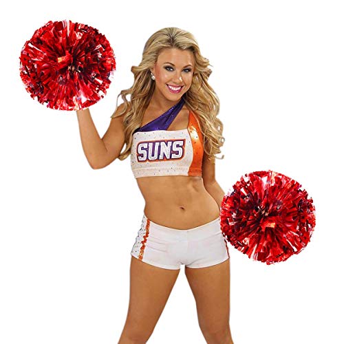 TTSAM 4 Pack (2 Pair) Metallic Foil Cheerleader Pom Poms & Plastic