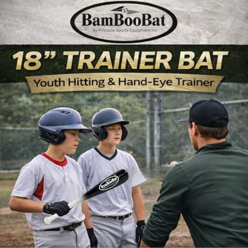 BamBooBat 18 Inch White/Black Adult Baseball Softball Training Bat - One Hand