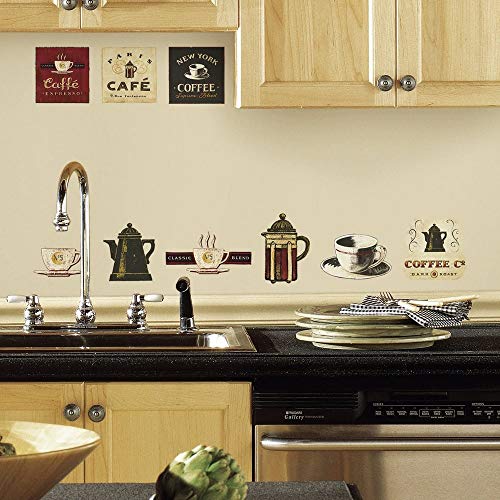 RoomMates RMK1254SCS Coffee House Peel and Stick Wall Decals 10 inch x 18 inch
