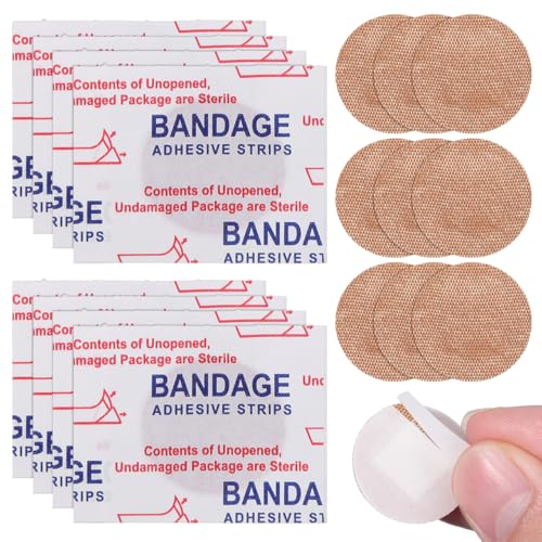 50pcs Round Fabric Bandages for Small Wounds & Skin Spots