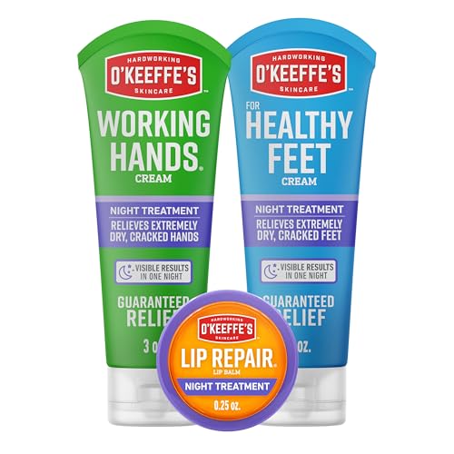 O'Keeffe's Night Treatment Set – Hand, Foot & Lip Repair Combo Pack - 3 pcs