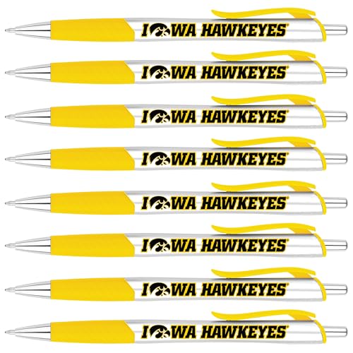 Iowa Silver Barrel Grip Pens - 8 Pack - Black Ink