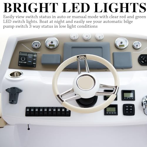 Saysurey 1100GPH Automatic Boat Bilge Pump 12V/24V with 3-Way Switch & Installation Kit